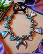 Load image into Gallery viewer, Ekani Mundrika Brass Silver Meenakari Necklace