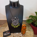 Load image into Gallery viewer, Ekani Shaziya Silver Brass Long Chain Necklace With Earrings