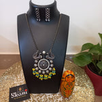 Load image into Gallery viewer, Ekani Shaziya Silver Brass Long Chain Necklace With Earrings
