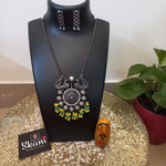 Load image into Gallery viewer, Ekani Shaziya Silver Brass Long Chain Necklace With Earrings