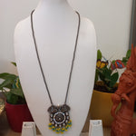 Load image into Gallery viewer, Ekani Shaziya Silver Brass Long Chain Necklace With Earrings