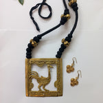 Load image into Gallery viewer, Ekani Chakor Pakhi Dokra Ghungroo Brass Necklace Set