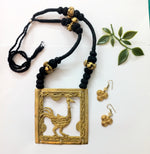 Load image into Gallery viewer, Ekani Chakor Pakhi Dokra Ghungroo Brass Necklace Set