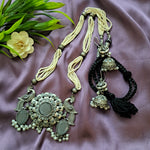 Load image into Gallery viewer, Ekani Geeta Silver Moti Mala Stone Necklace With Jhumka Earrings