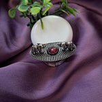 Load image into Gallery viewer, Ekani Red Double Elephants Brass Silver Ring