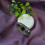 Load image into Gallery viewer, Ekani Black Double Elephants Brass Silver Ring