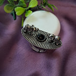 Load image into Gallery viewer, Ekani Black Double Elephants Brass Silver Ring