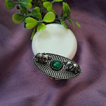 Load image into Gallery viewer, Ekani Green Double Elephants Brass Silver Ring