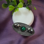 Load image into Gallery viewer, Ekani Green Double Elephants Brass Silver Ring