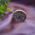 Load image into Gallery viewer, Ekani Smriti Brass Silver Oxidised Blue Stone Adjustable Finger Ring