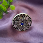 Load image into Gallery viewer, Ekani Smriti Brass Silver Oxidised Blue Stone Adjustable Finger Ring