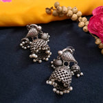 Load image into Gallery viewer, Ekani Antique Brass Silver Plated Pearl Jhumka Earrings