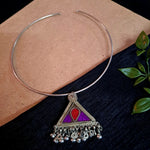 Load image into Gallery viewer, Ekani Afghani Handcrafted Glass Cut Hasli Necklace