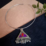 Load image into Gallery viewer, Ekani Afghani Handcrafted Glass Cut Hasli Necklace