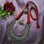 Load image into Gallery viewer, Ekani Aathiza Brass Silver Oxidised Necklace Set