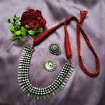 Load image into Gallery viewer, Ekani Aathiza Brass Silver Oxidised Necklace Set