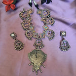 Load image into Gallery viewer, Ekani Monalika Silver Fusion Necklace With Dangler Earrings