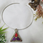 Load image into Gallery viewer, Ekani Afghani Handcrafted Glass Cut Hasli Necklace