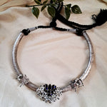 Load image into Gallery viewer, Ekani Nandi Brass Silver Glass Cut Hasli Necklace