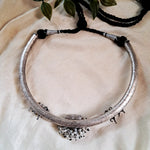 Load image into Gallery viewer, Ekani Nandi Brass Silver Glass Cut Hasli Necklace