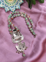 Load image into Gallery viewer, Ekani Bhavika Silver Onyx Fusion Statement Necklace