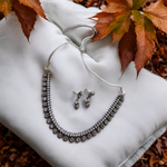 Load image into Gallery viewer, Ekani Shimul Brass Silver Stone Sleek Necklace Set