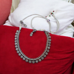 Load image into Gallery viewer, Ekani Shimul Brass Silver Stone Sleek Necklace Set
