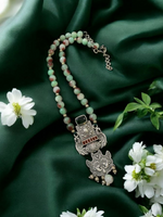 Load image into Gallery viewer, Ekani Bhavika Silver Onyx Fusion Statement Necklace