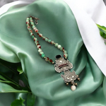 Load image into Gallery viewer, Ekani Bhavika Silver Onyx Fusion Statement Necklace