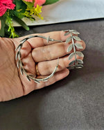 Load image into Gallery viewer, Ekani Jasmine Trendy Silver-toned Fern Leaf Metallic Hoop Earrings