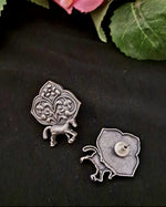 Load image into Gallery viewer, Ekani Ashvak Brass Silver Replica Earrings