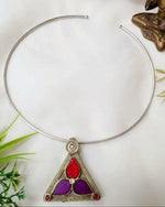 Load image into Gallery viewer, Ekani Afghani Handcrafted Glass Cut Hasli Necklace