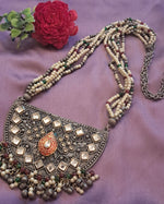 Load image into Gallery viewer, Ekani Rubina Kundan & Mirror Brass Alloy Black Polish Jewellery Necklace Set