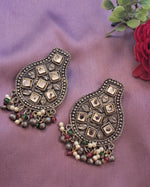 Load image into Gallery viewer, Ekani Rubina Kundan & Mirror Brass Alloy Black Polish Jewellery Necklace Set