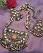 Load image into Gallery viewer, Ekani Rubina Kundan & Mirror Brass Alloy Black Polish Jewellery Necklace Set