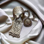 Load image into Gallery viewer, Ekani Chitai Work Brass Silver Necklace Combo Set