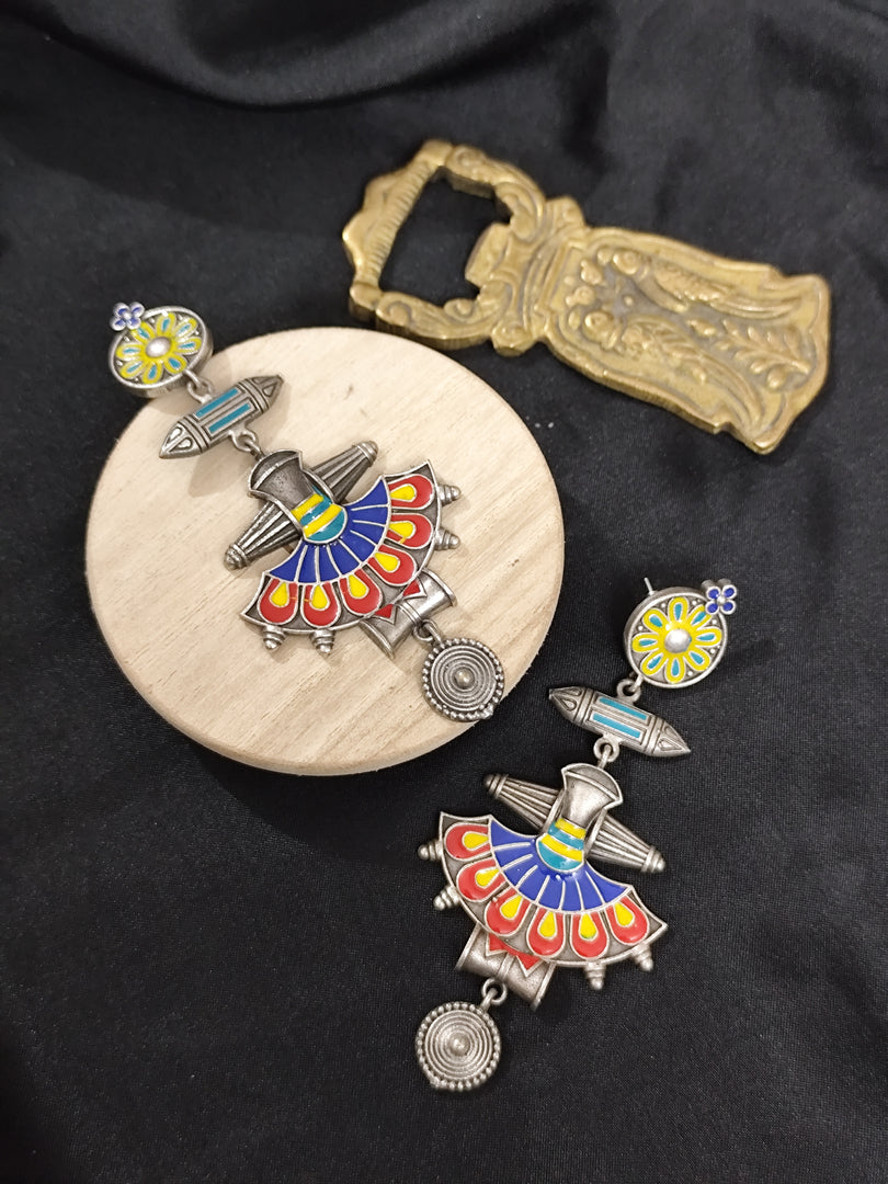 Ekani Nautanki Meenakari Hand Painted Drop Earrings