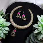 Load image into Gallery viewer, Ekani Chitai Art Glass Cut Hasli Necklace Set