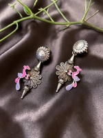 Load image into Gallery viewer, Ekani Hansika Gulabi Brass Silver Meenakari Earrings For Women