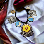 Load image into Gallery viewer, Ekani Akshita Brass Silver Meenakari Necklace