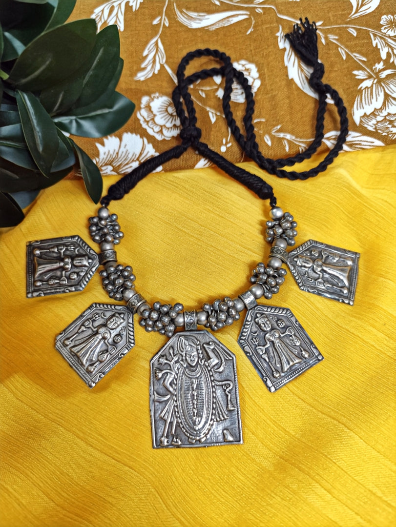 Ekani Unisex Tribal Lakshmi Narayan Brass Statement Necklace