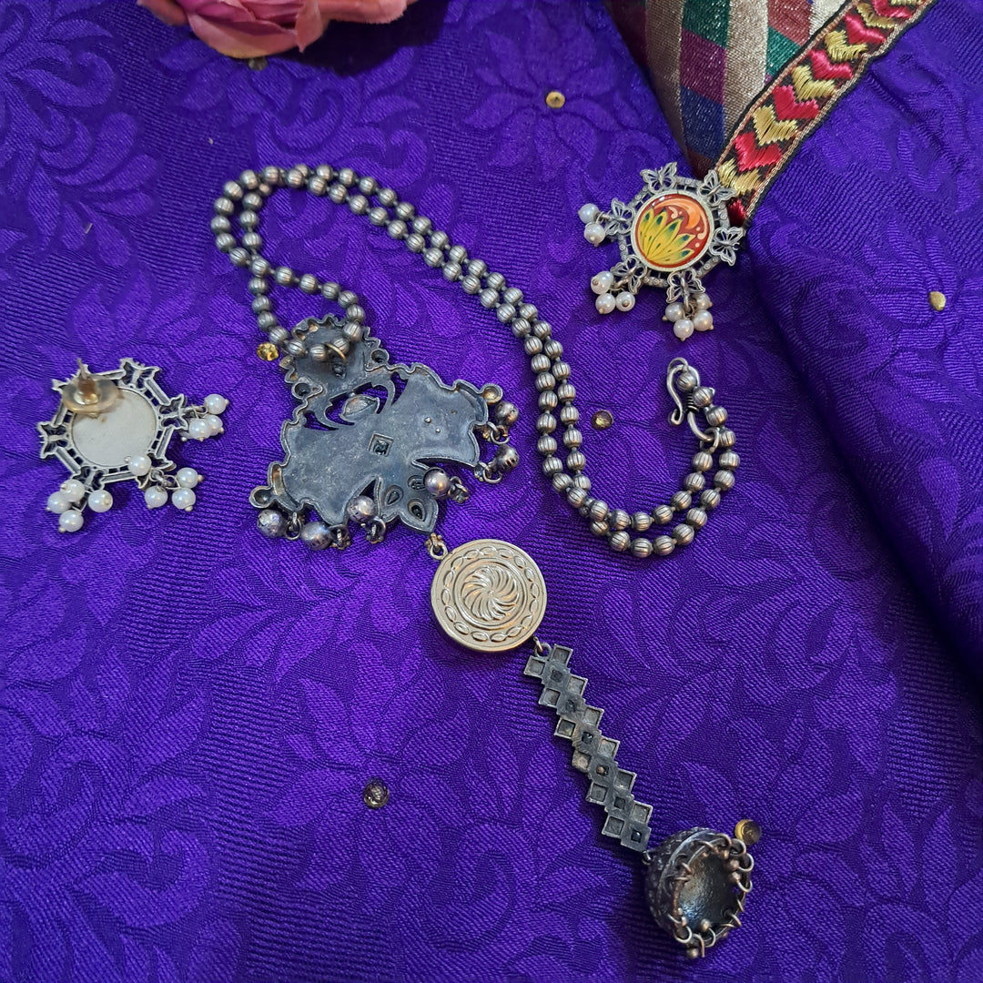 Ekani Prakriti Meenakari Handpainted Necklace Set