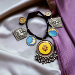 Load image into Gallery viewer, Ekani Akshita Brass Silver Meenakari Necklace