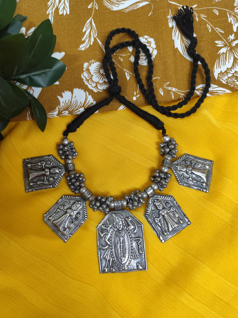 Ekani Unisex Tribal Lakshmi Narayan Brass Statement Necklace