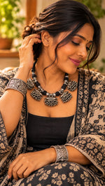 Load image into Gallery viewer, Ekani Afghani-Inspired Thread Ghungroo Tabeez Necklace