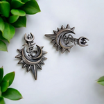 Load image into Gallery viewer, Ekani Shakti Trishul Brass Silver Earrings