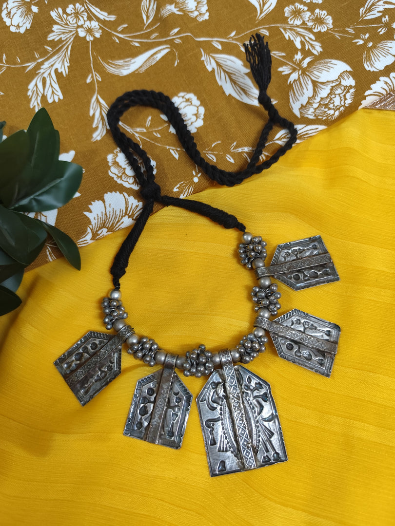 Ekani Unisex Tribal Lakshmi Narayan Brass Statement Necklace