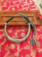 Load image into Gallery viewer, Ekani Premium Brass Silver Chitai Hasli Necklace