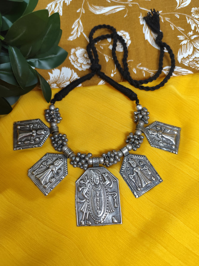 Ekani Unisex Tribal Lakshmi Narayan Brass Statement Necklace