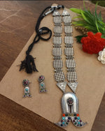 Load image into Gallery viewer, Ekani Saira Brass Silver Navratna Necklace Set